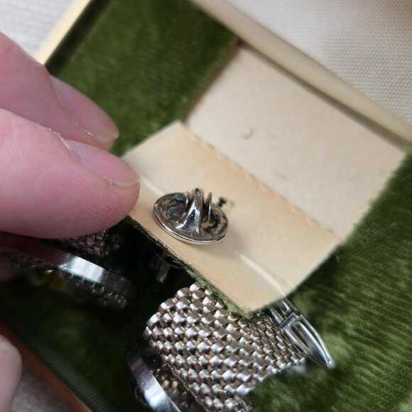 EXECUTIVE Crystal Cuff Links And Tie Tack Set Vintage B840 - Picture 5 of 7